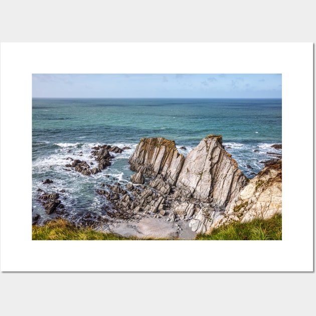 Mortehoe, Devon, Rugged Coastline Rocks Wall Art by tommysphotos